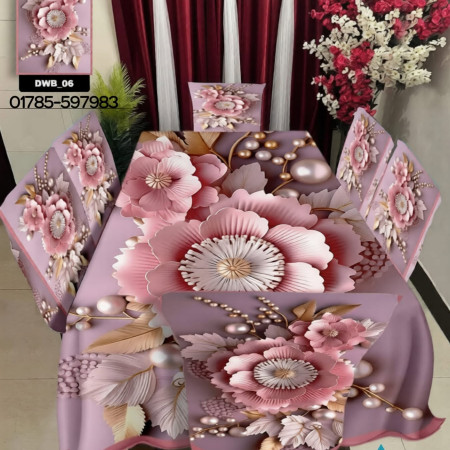 Elegant Printed Dining Tablecloth with Chair Covers Set of 6