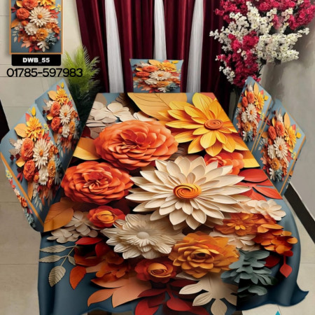 Elegant Printed Dining Tablecloth with Chair Covers Set of 6