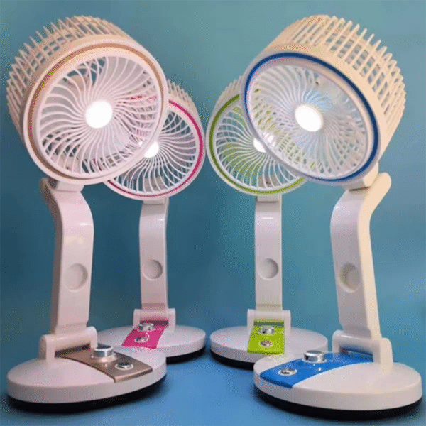 Portable LR-2018 Folding Rechargeable Fan - White