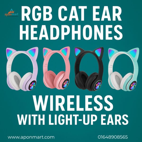 RGB Cat Headphone Wireless Bluetooth Rechargeable Headset