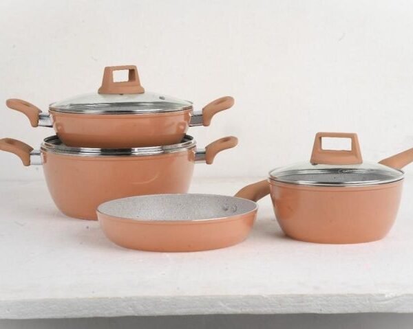 Kiam 7 Piece Ceramic Granite Non Stick Cookware Set (Induction Bottom)