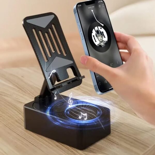 3-in-1 Power Bank with Bluetooth Speaker and Rotating Phone Stand